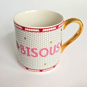 Anthropologie Bisous Mug - Bistro Tile Valentine Edition - New